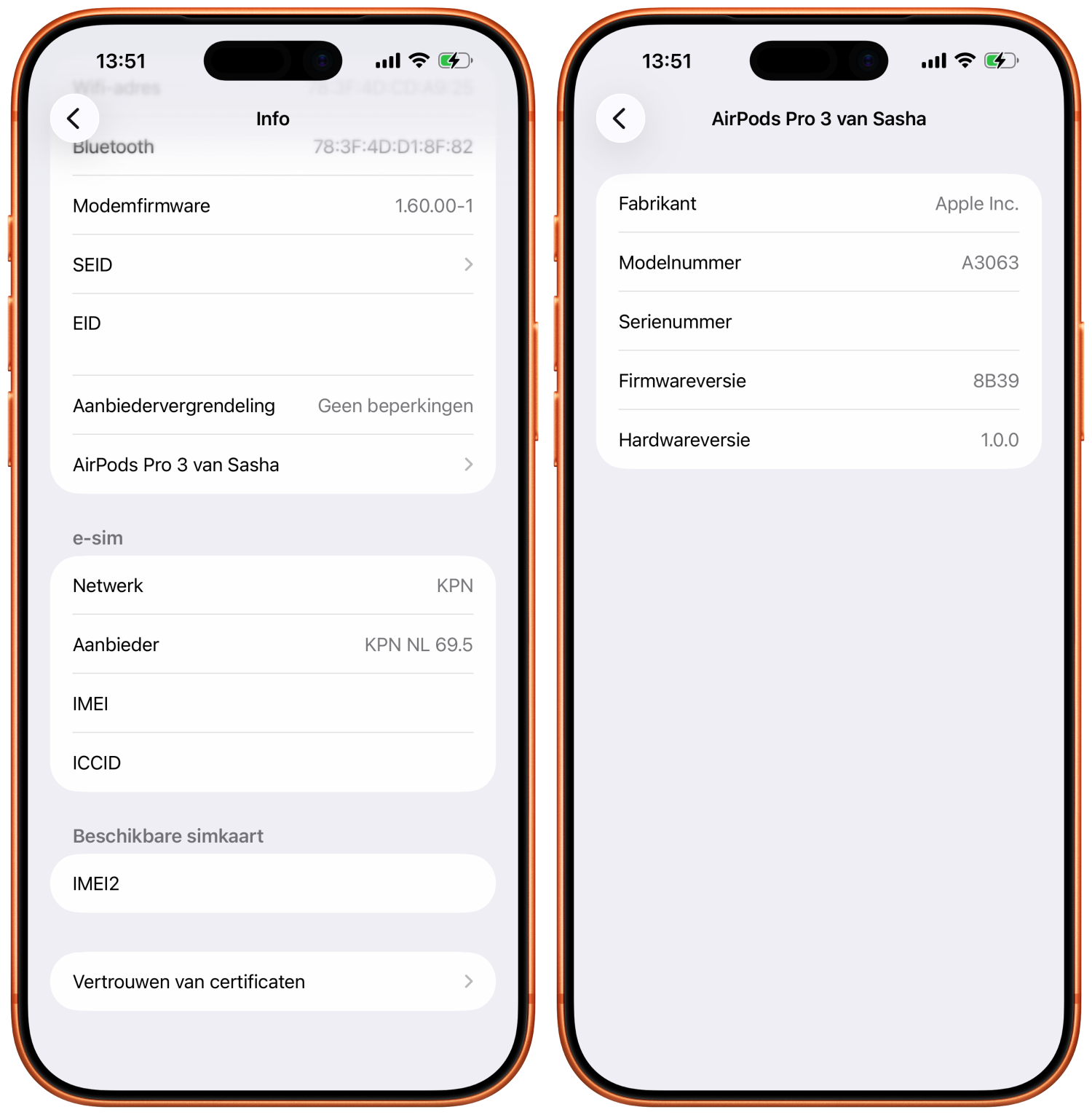 Serienummer opzoeken via instellingen