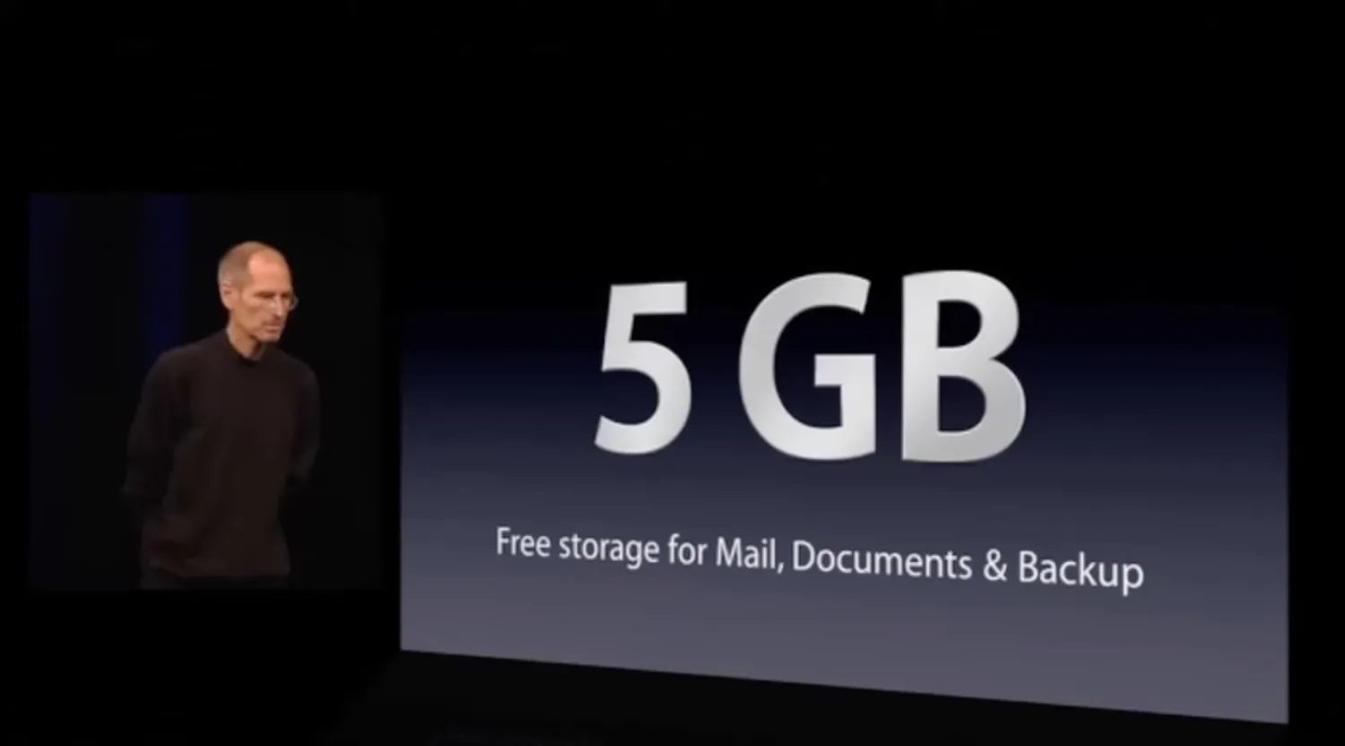 Steve Jobs 5GB iCloud opslag