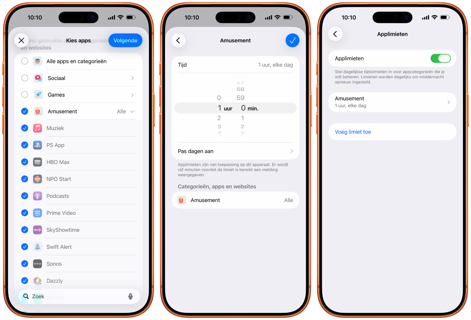 Applimiet instellen categorie
