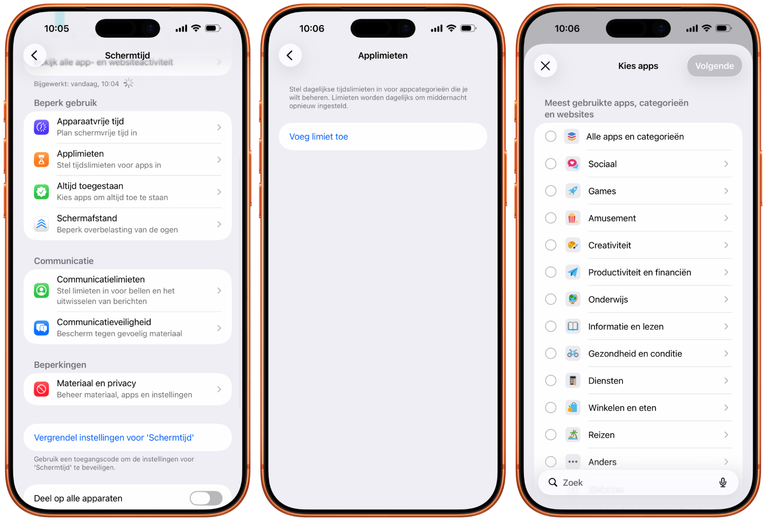 Applimieten instellen