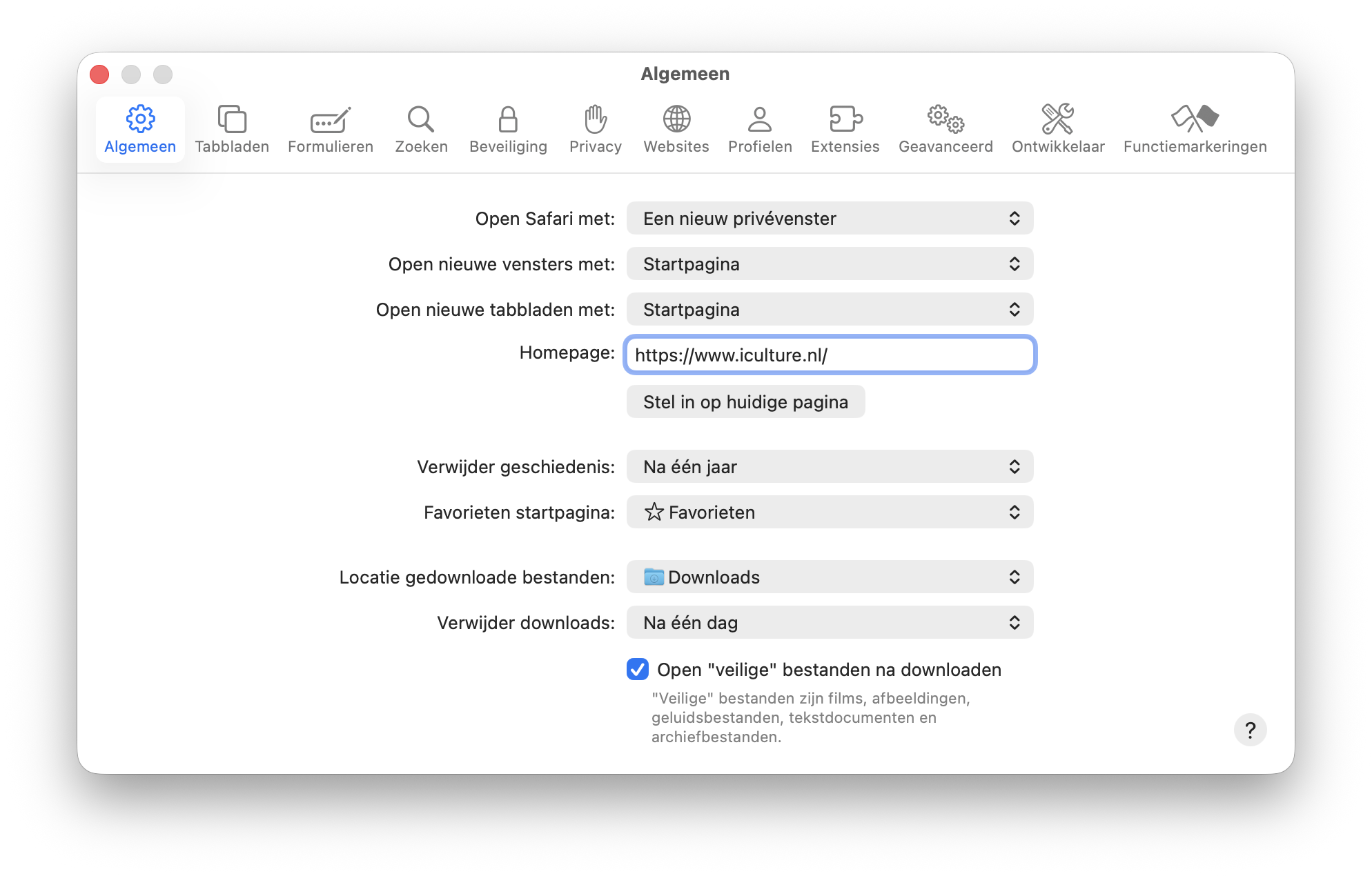 Standaard privevenster macOS
