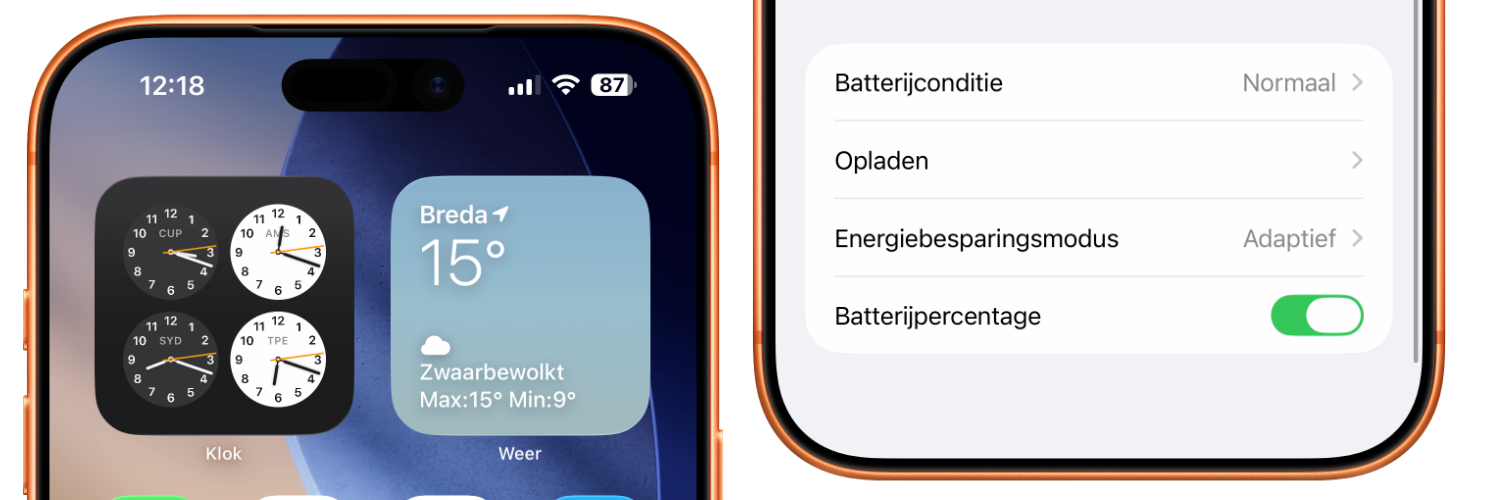 Batterijpercentage inschakelen