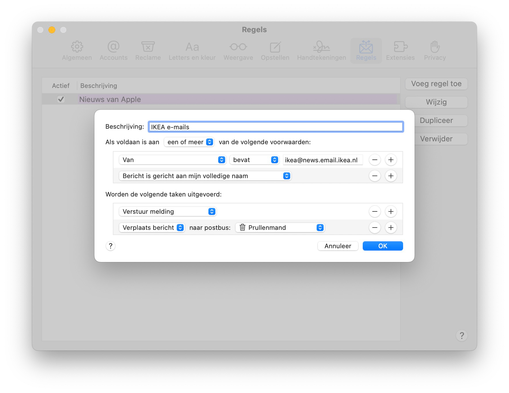 Regels en automatiseringen in Apple's Mail-app op de Mac