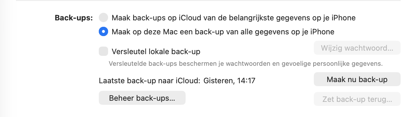 Back-up in Finder