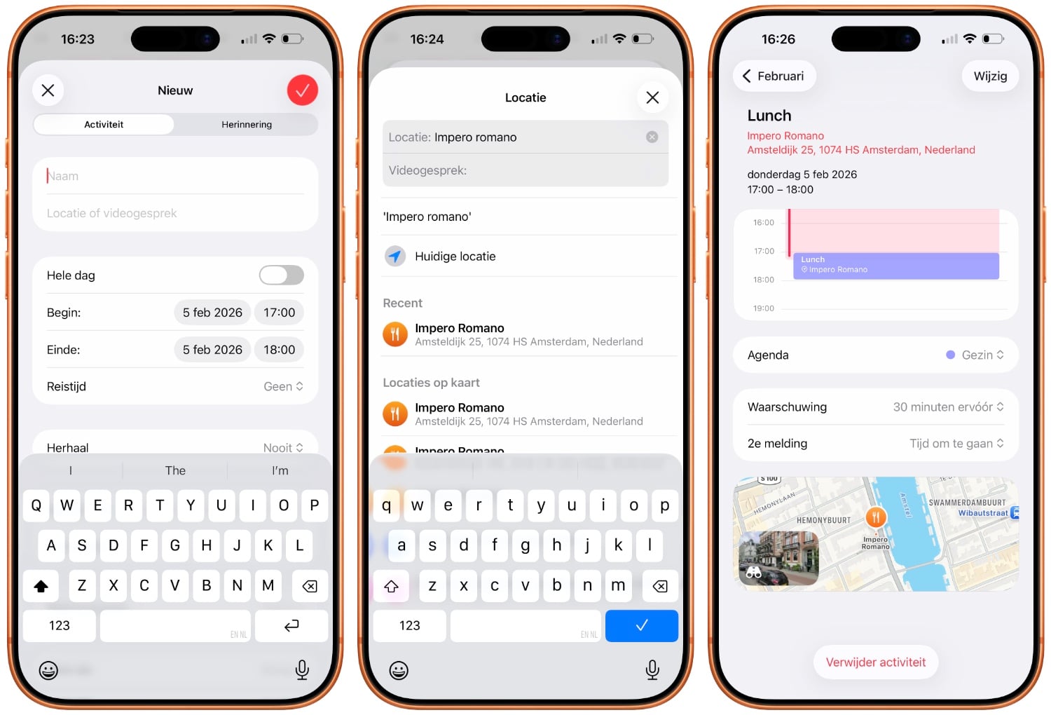 Locatie aan agenda toevoegen