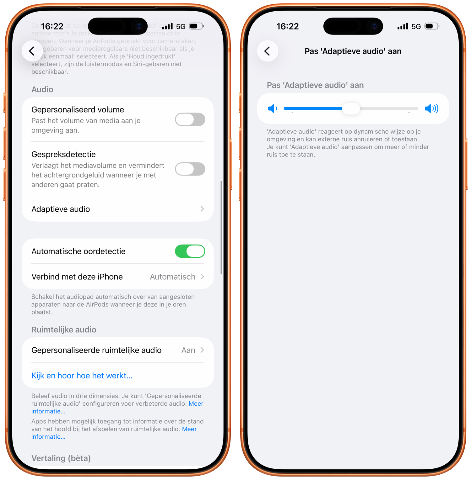 Adaptieve audio aanpassen