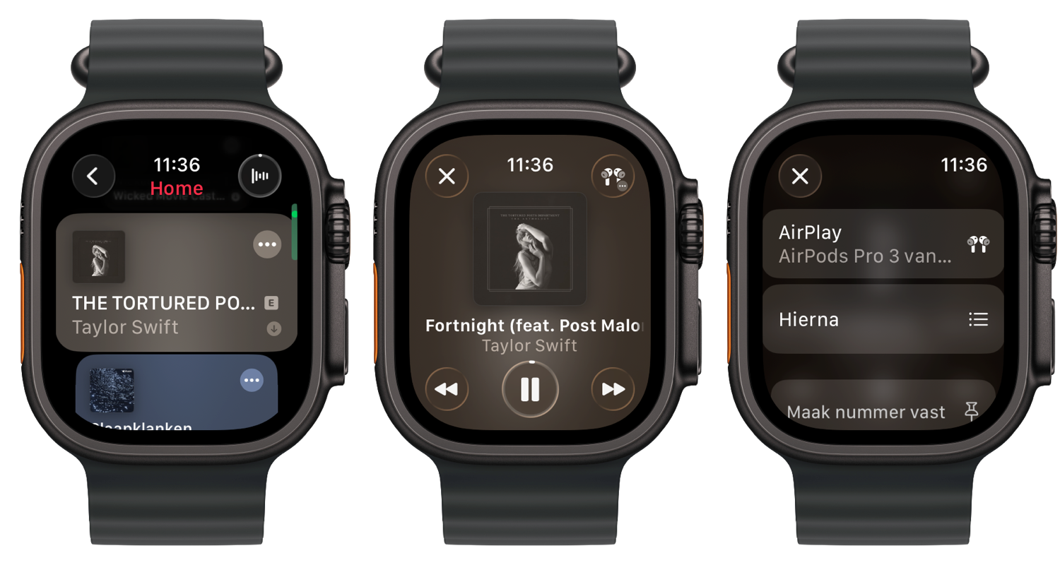 Afspelen muziek Apple Watch