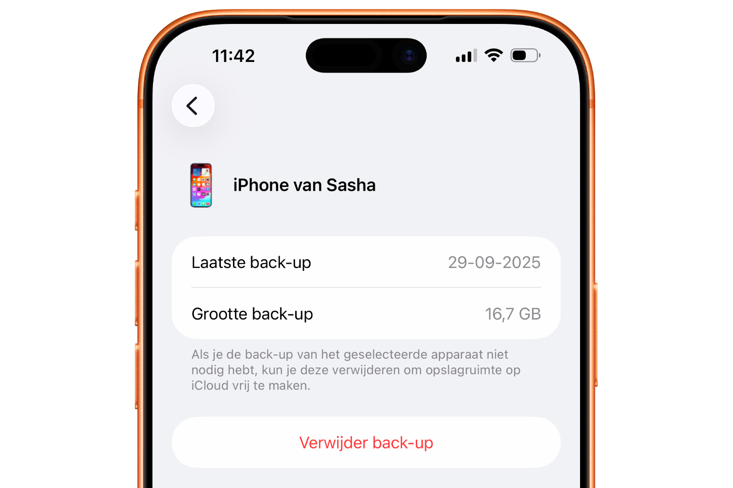 Reservekopie iCloud verwijderen