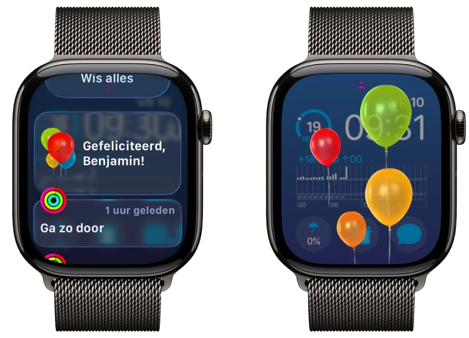 Apple Watch felicitatie met ballonnen