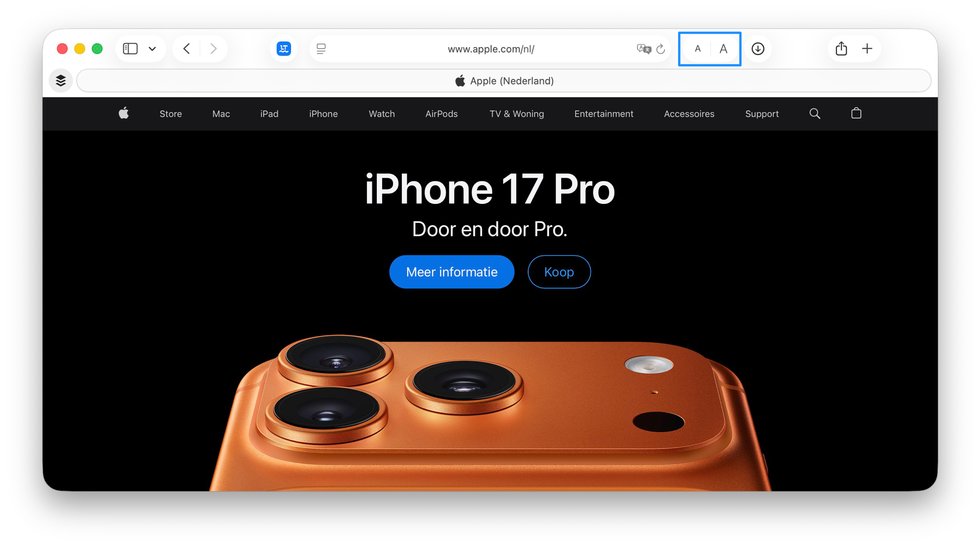 Letters groter en kleiner maken in Safari voor Mac