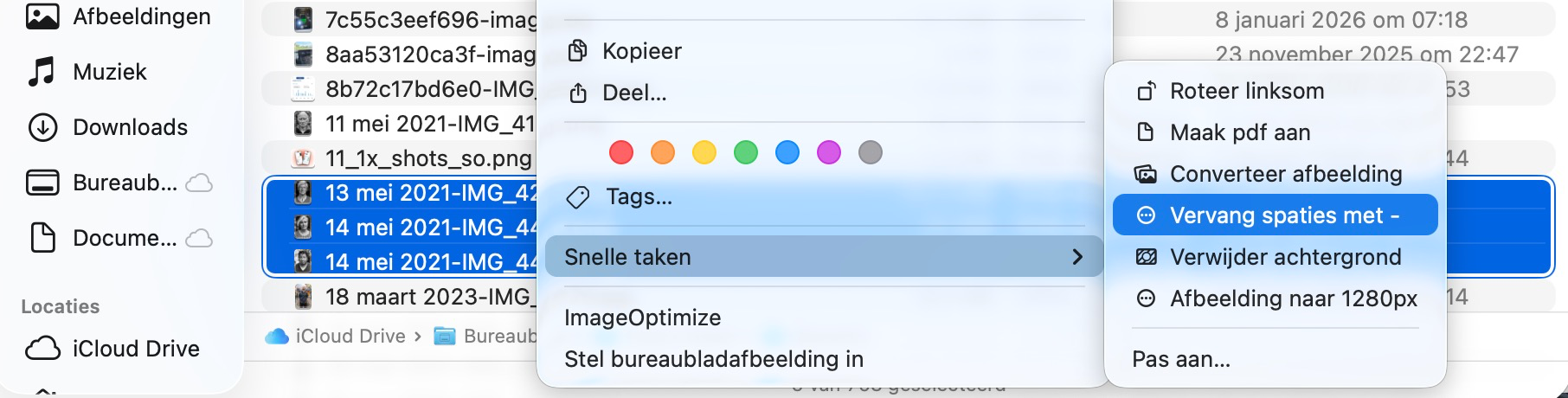 Snelle taken gebruiken in Finder