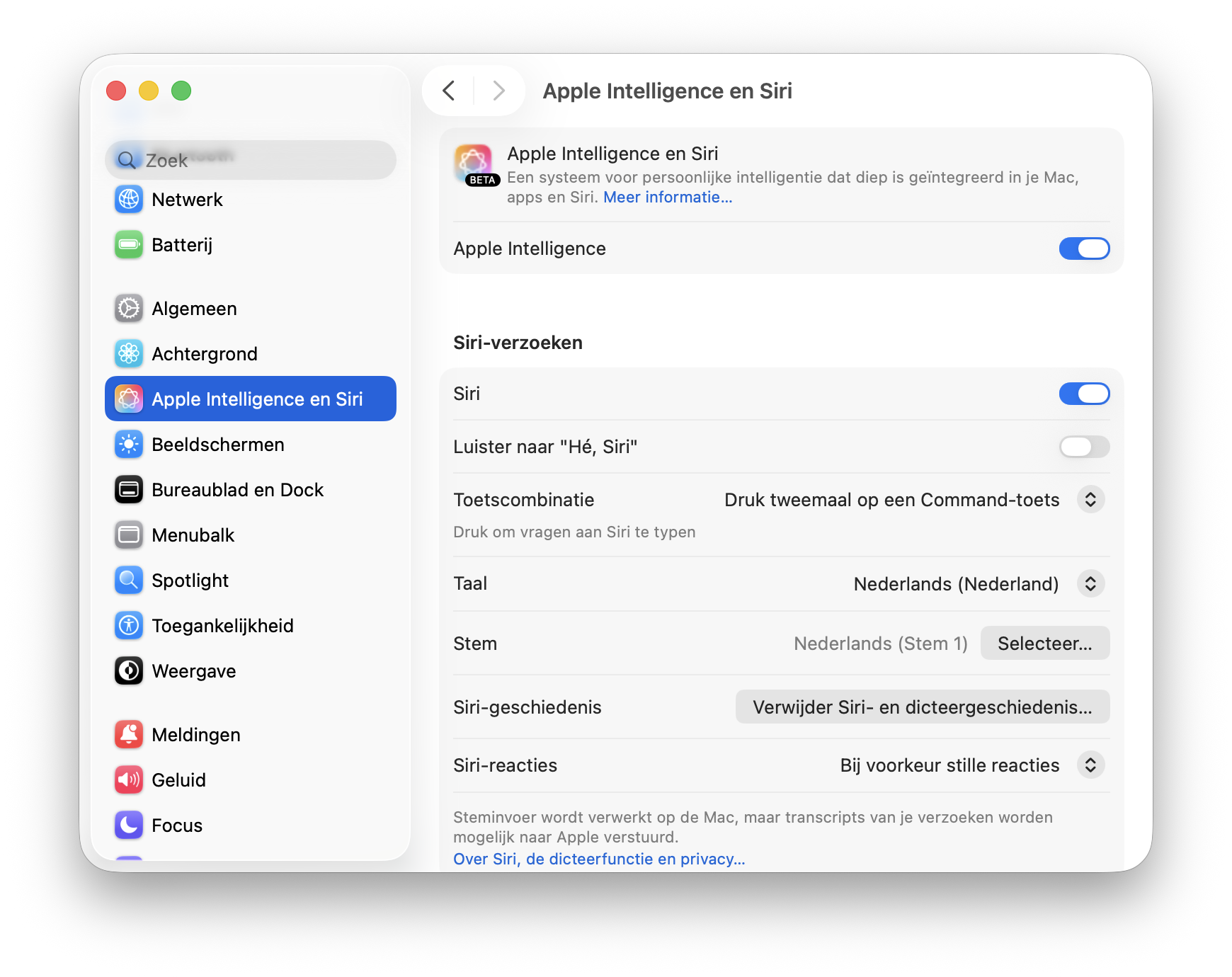 Typen naar Siri macOS