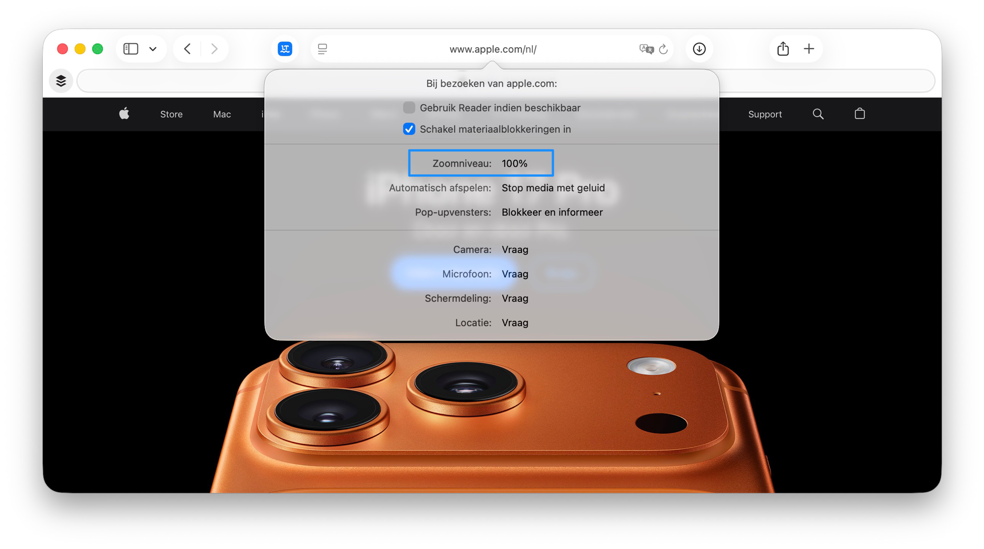 Zoomniveau per website aanpassen