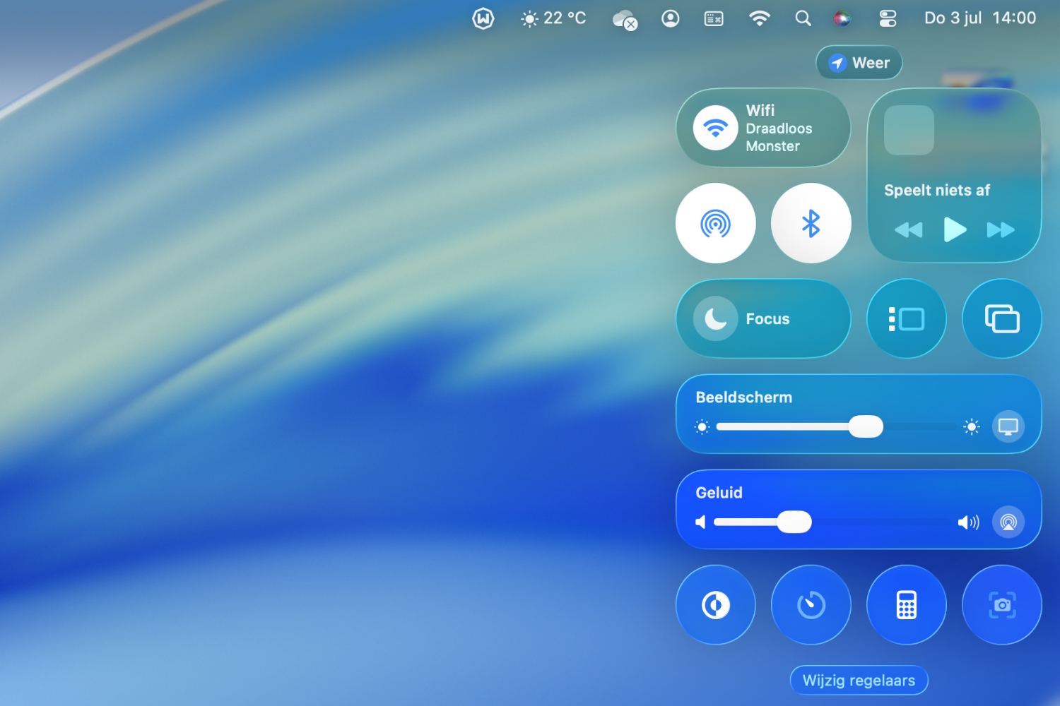 Bedieningspaneel macOS Tahoe