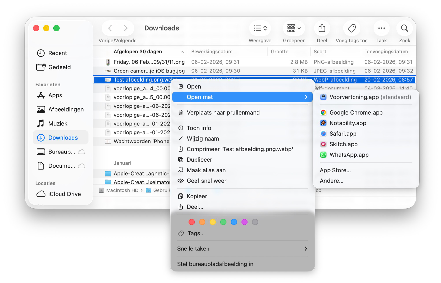 Bestand openen met andere app Mac