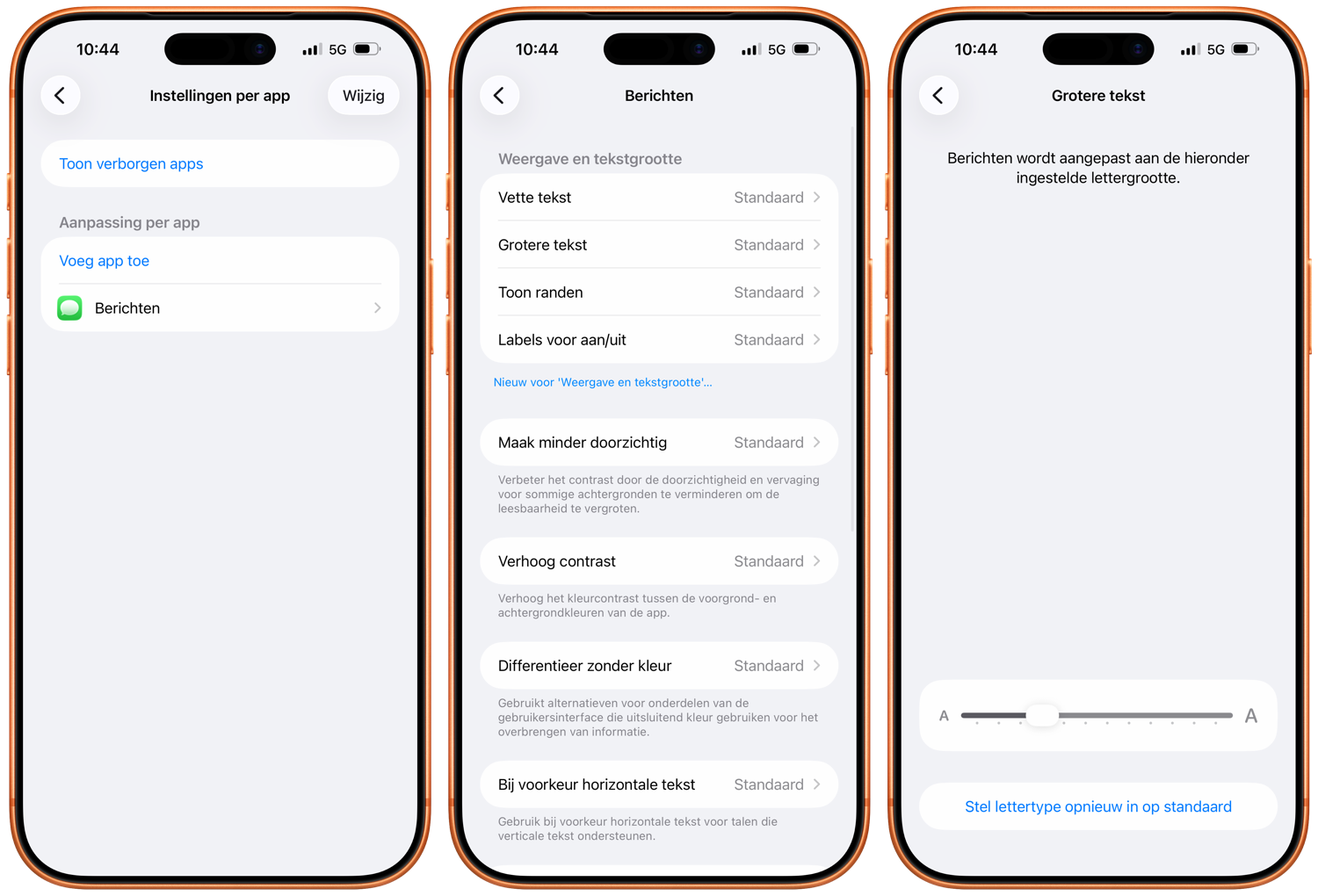Tekstgrootte per app instellen