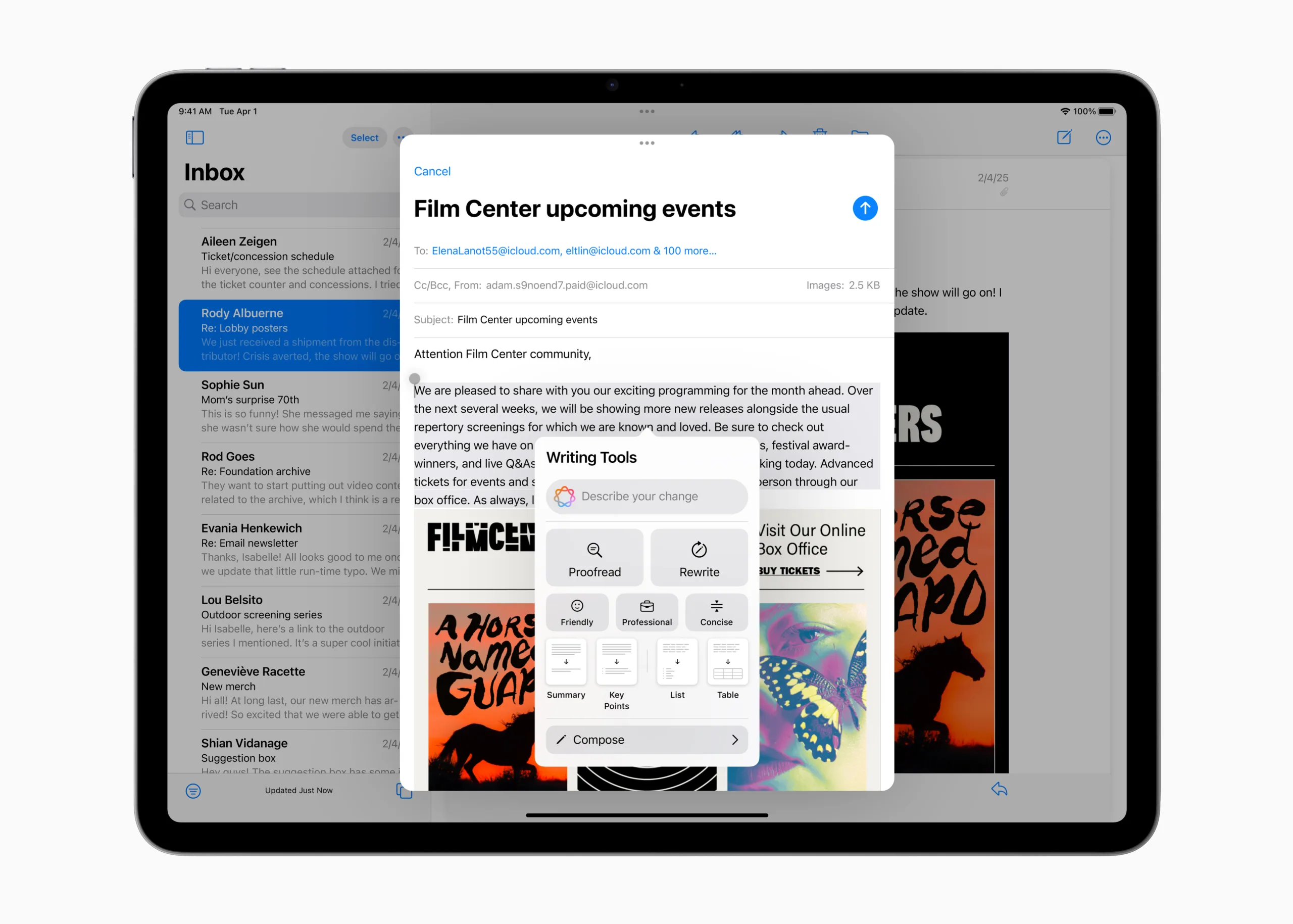 iPad Air 2025 Apple Intelligence Writing Tools