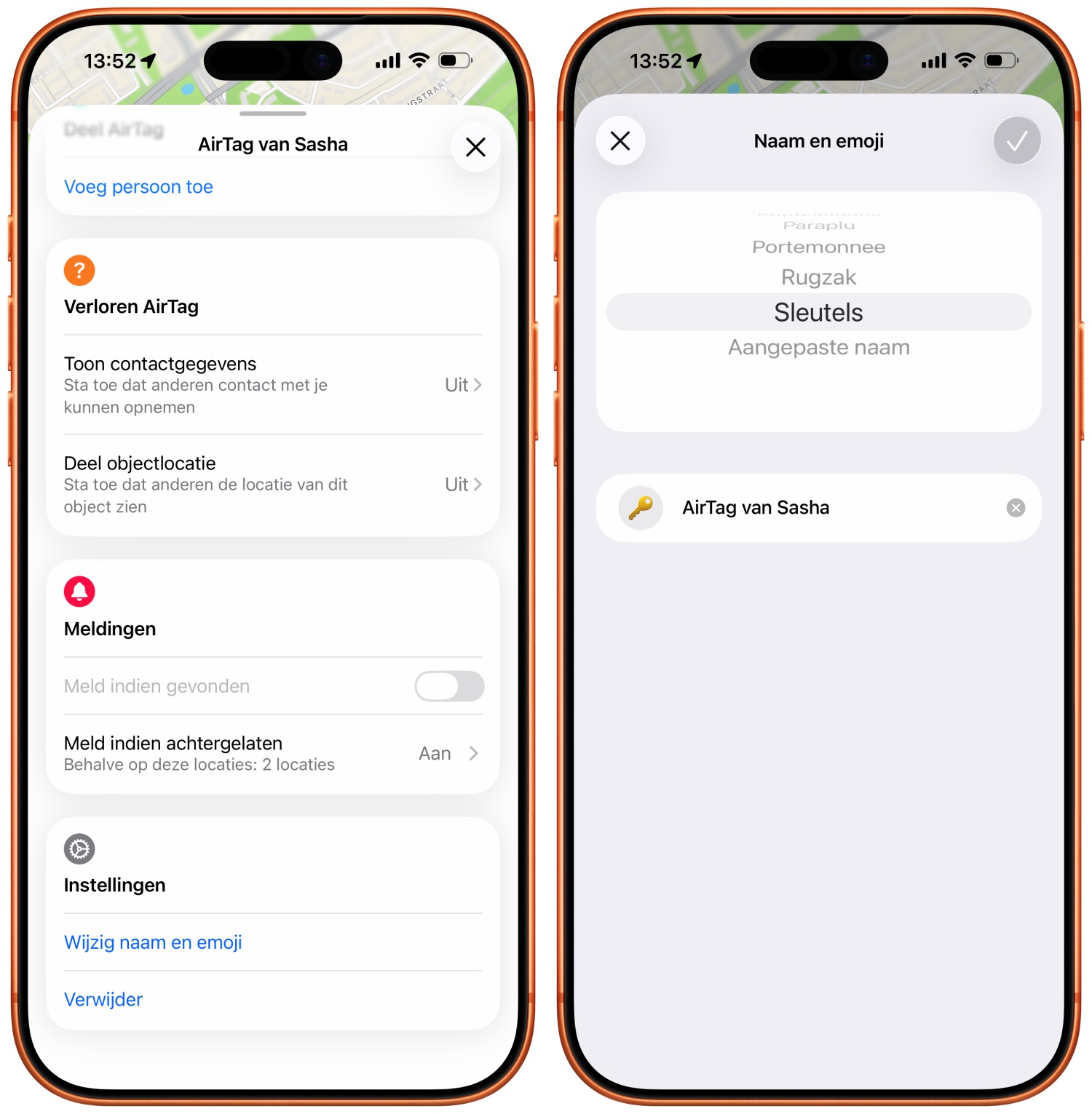 Naam wijzigen AirTag
