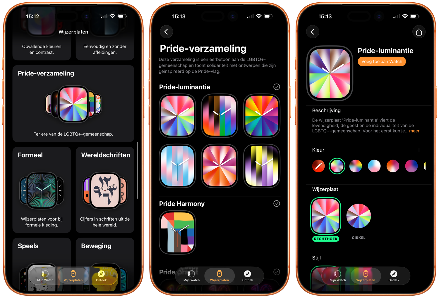 Watchface instellen iOS