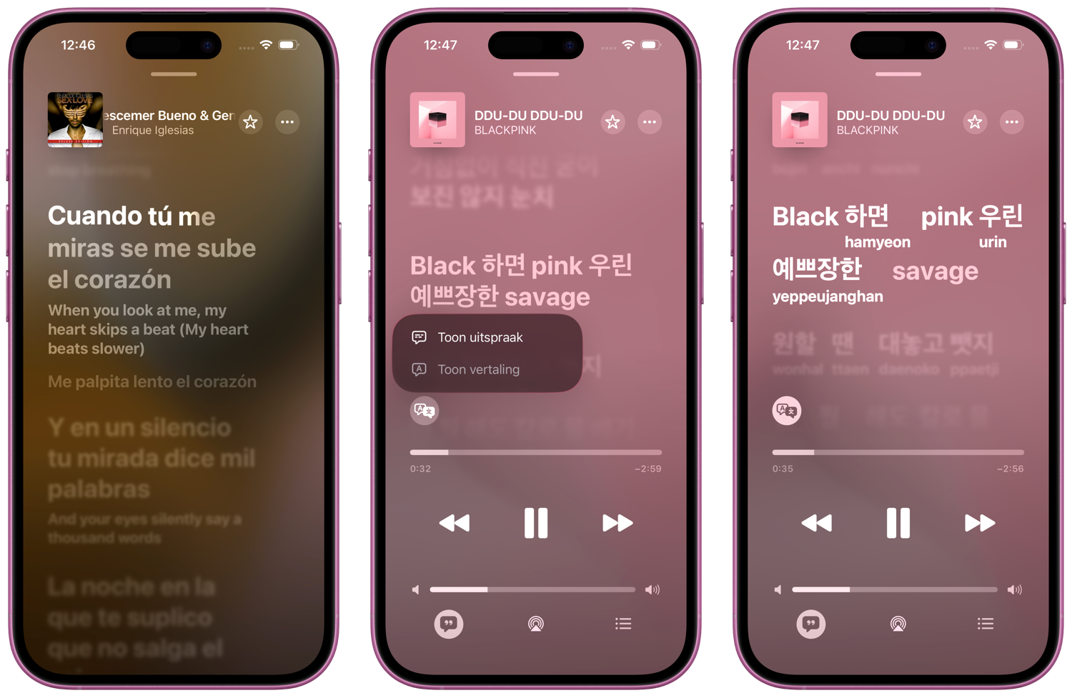 Apple Music songteksten vertalen en uitspraak tonen