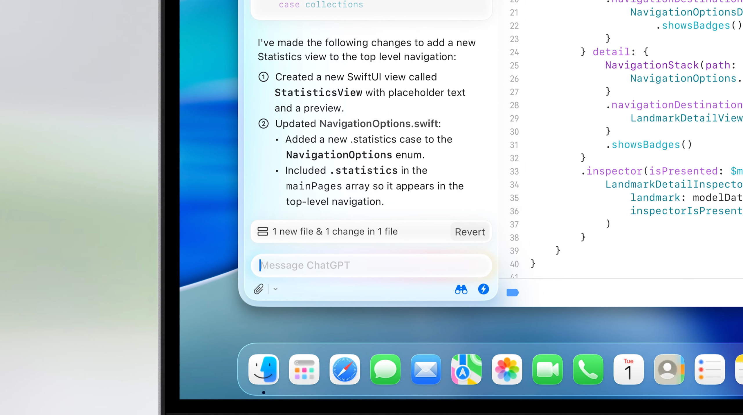 ChatGPT in Xcode 26