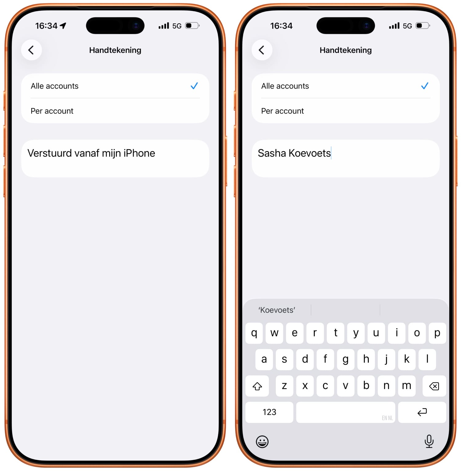Handtekening aanpassen iPhone