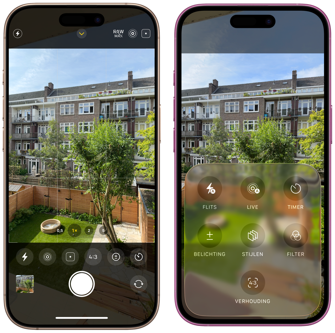Instellingen voor camerastanden in iOS 26