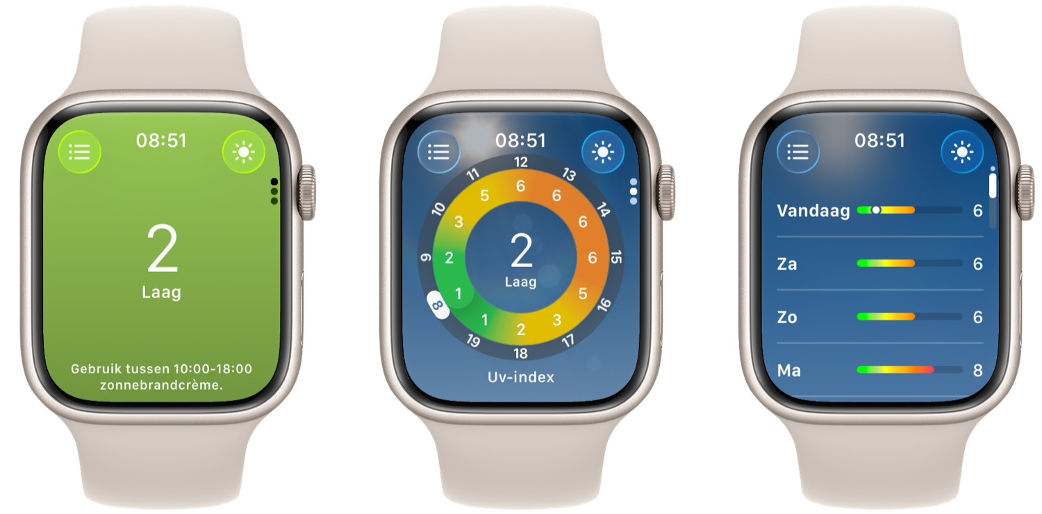 UV-index met details op Apple Watch