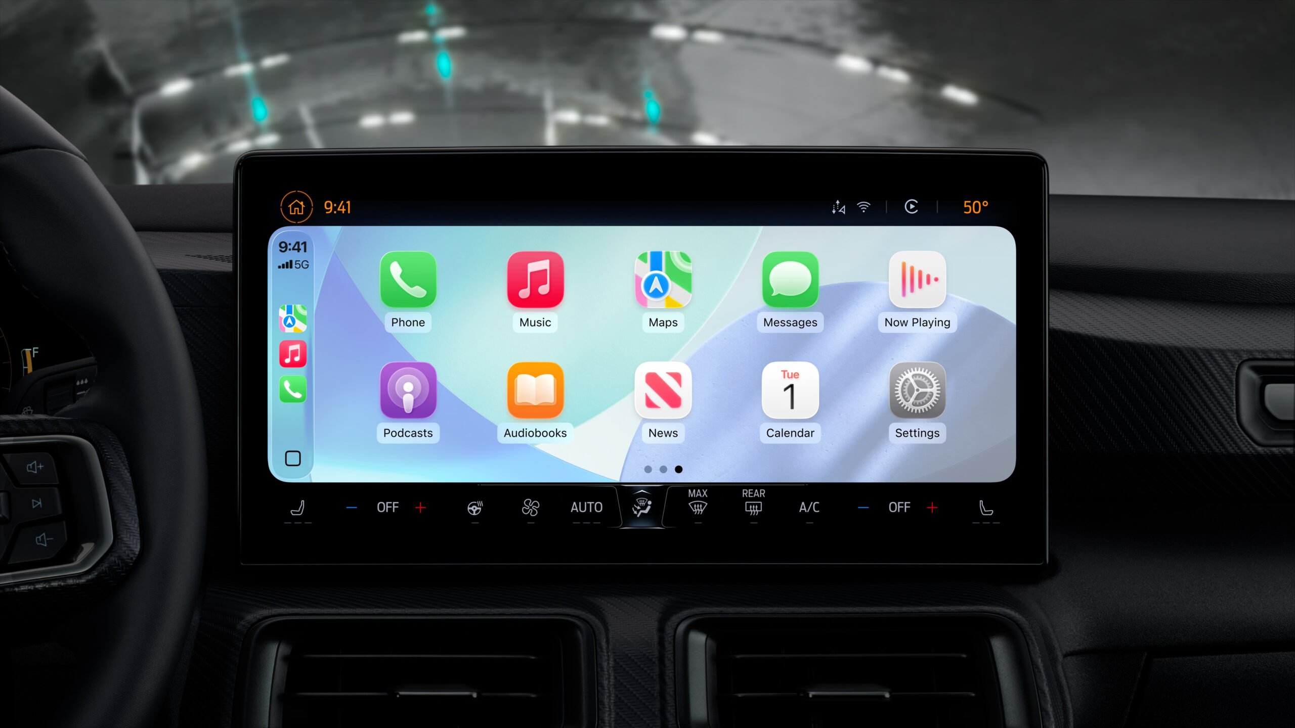 Beginscherm van CarPlay in iOS 26