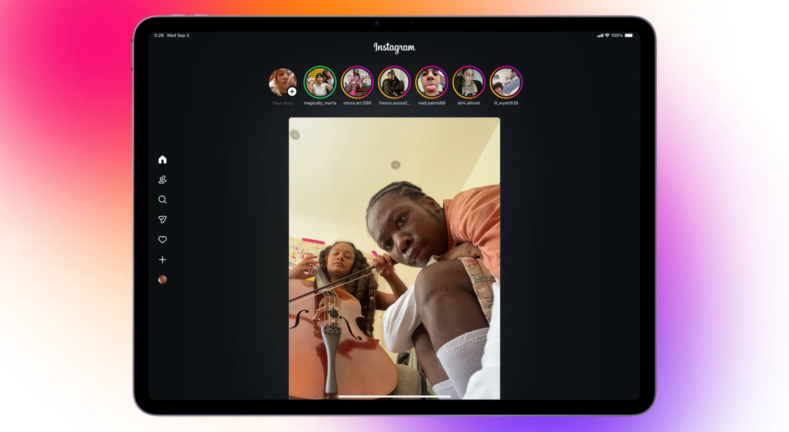 Instagram op iPad met Voor jou-tabblad