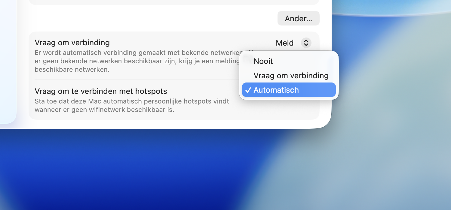 Automatisch verbinden met hotspot