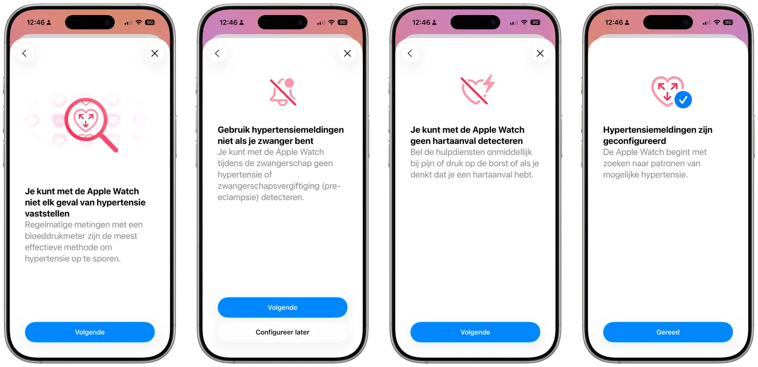 Instructies voor hypertensiemeldingen op Apple Watch