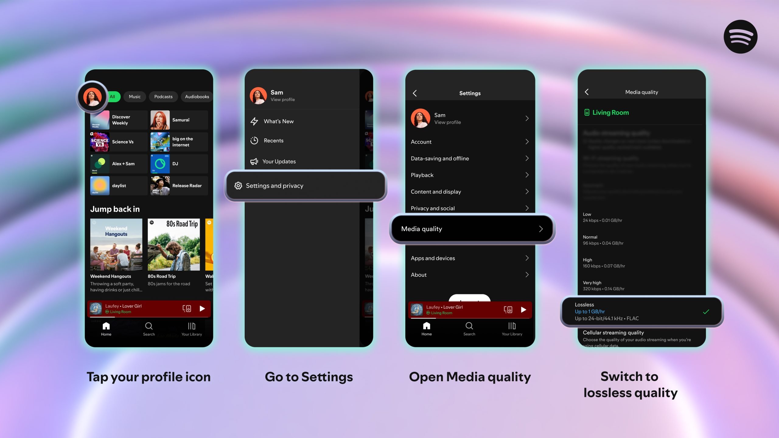 Spotify Lossless inschakelen