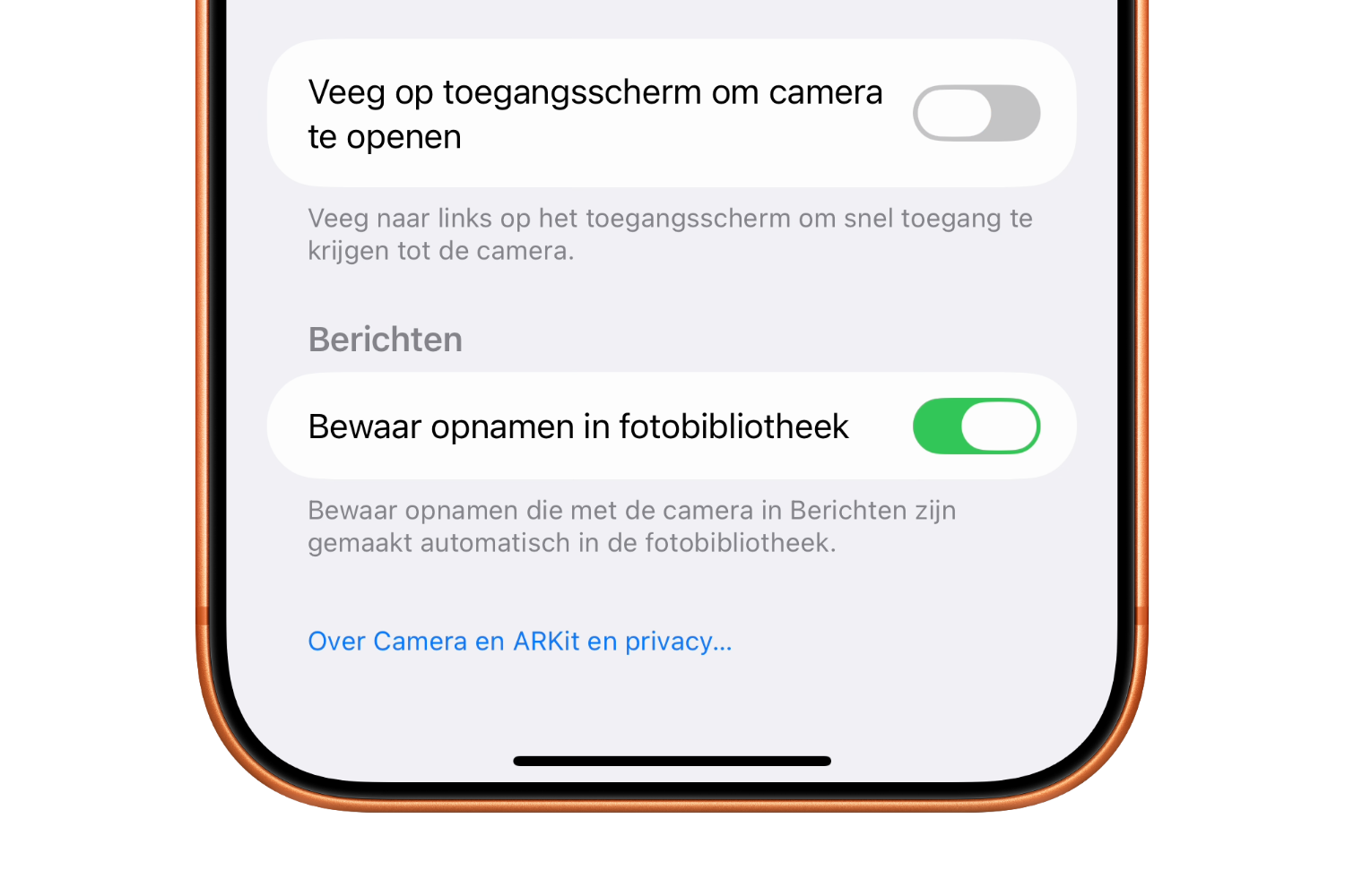 Veeg op toegangsscherm om camera te openen uitschakelen