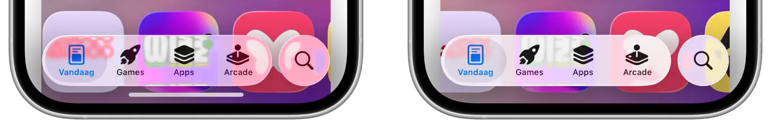 Liquid Glass Helder of Getint bij App Store in iOS 26.1