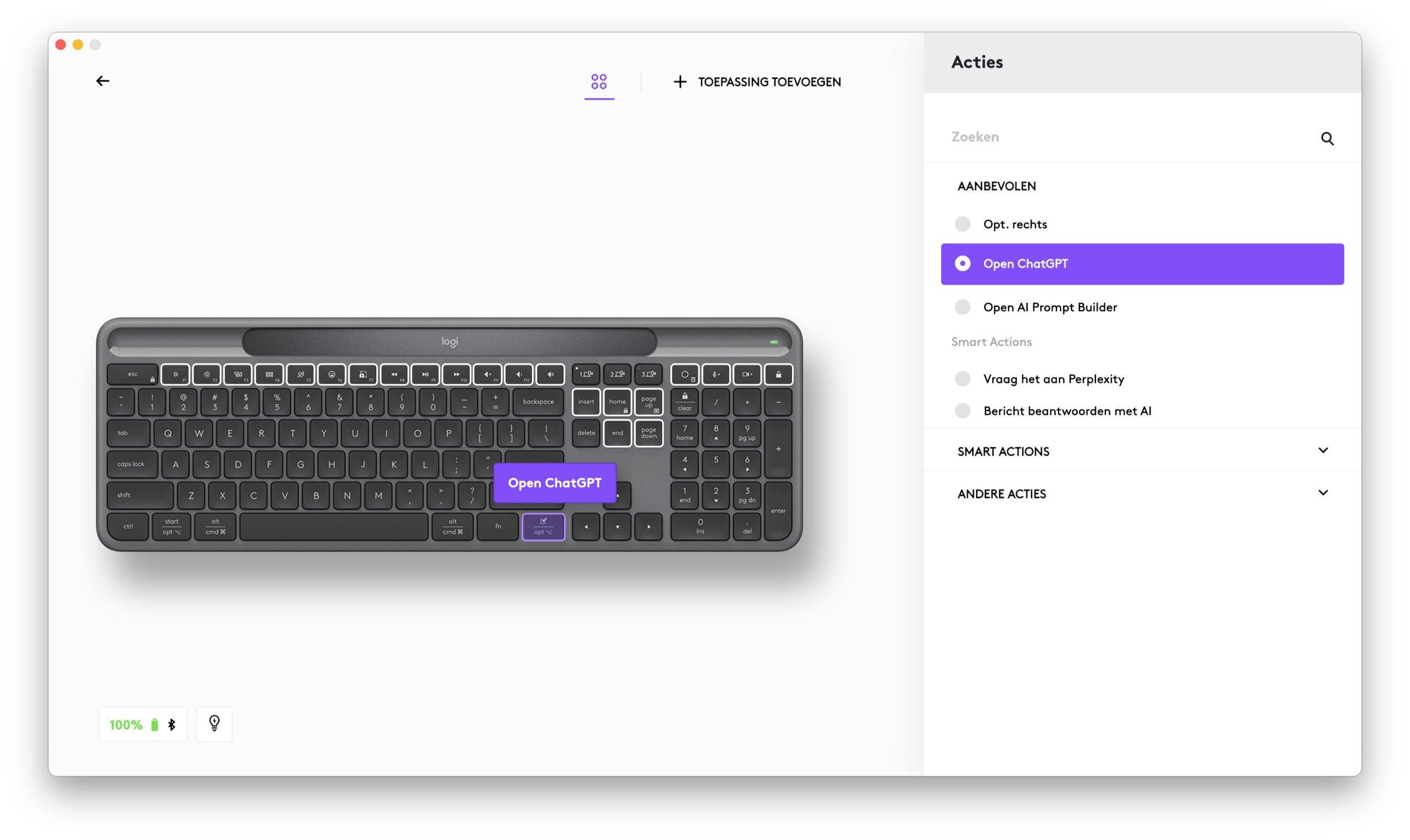 Logi Options+ app voor toetsenborden