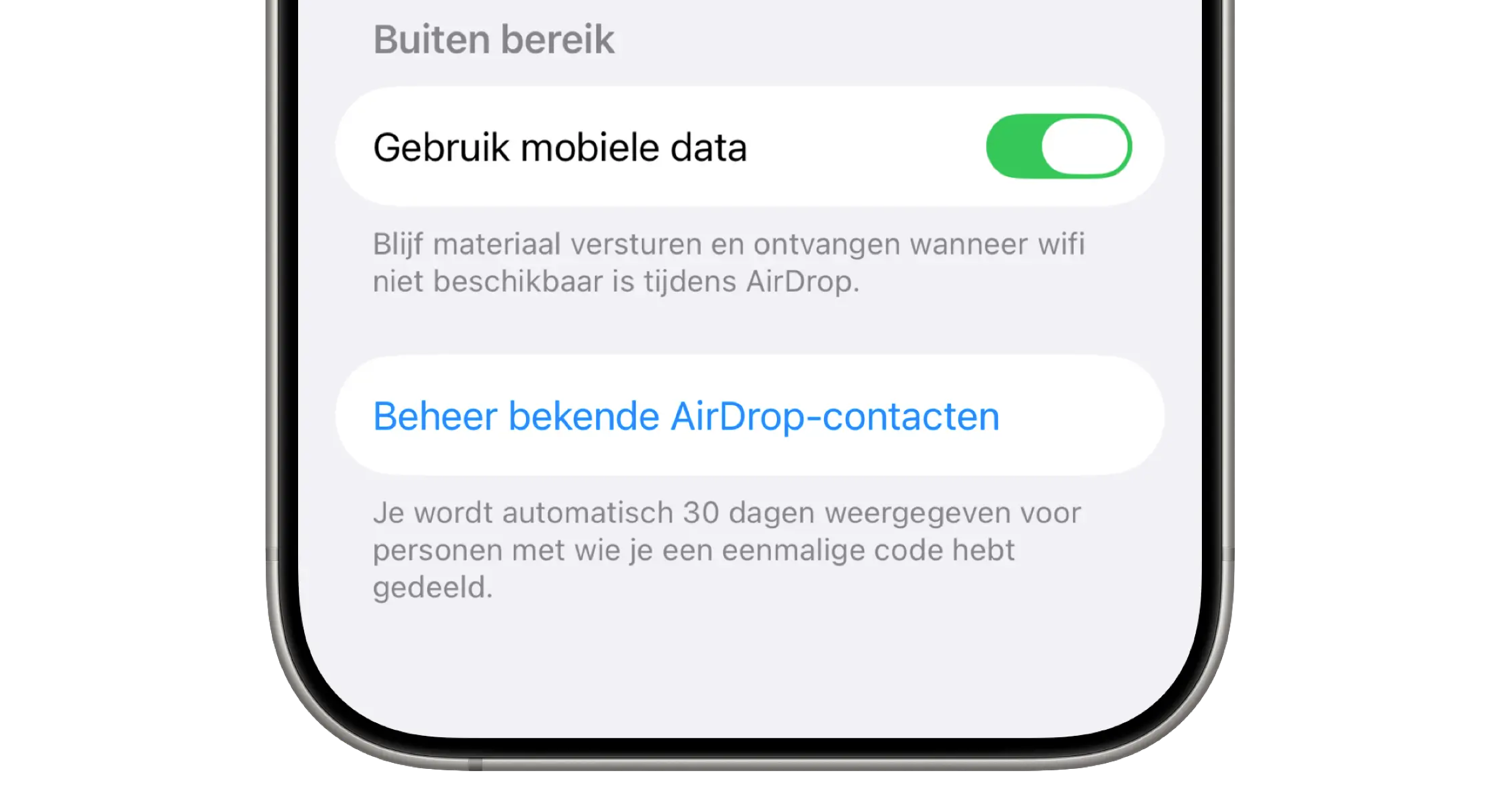 AirDrop met een code in iOS 26.2