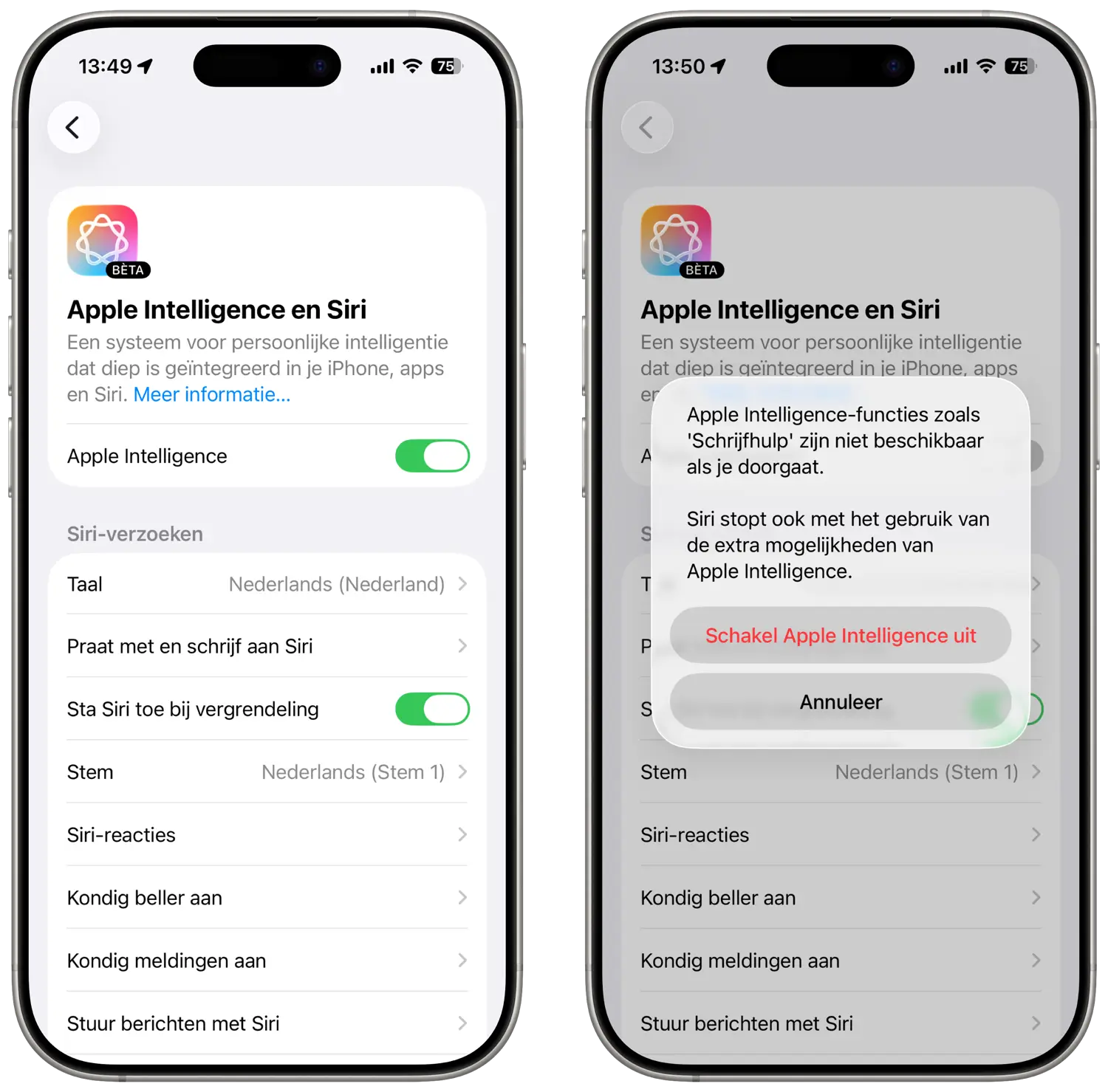 Apple Intelligence uitschakelen