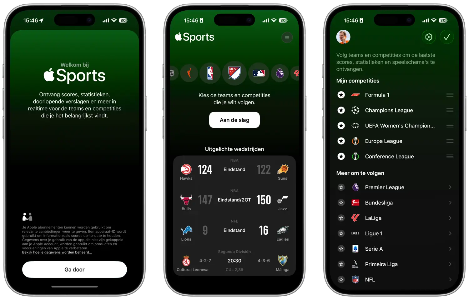 Apple Sports app in Nederland