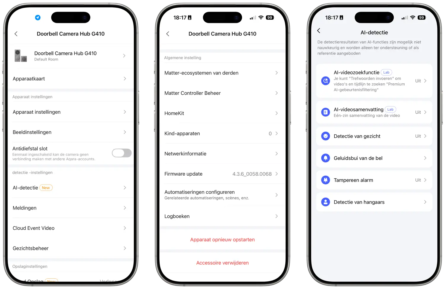 Aqara G410 deurbel camera hub instellingen