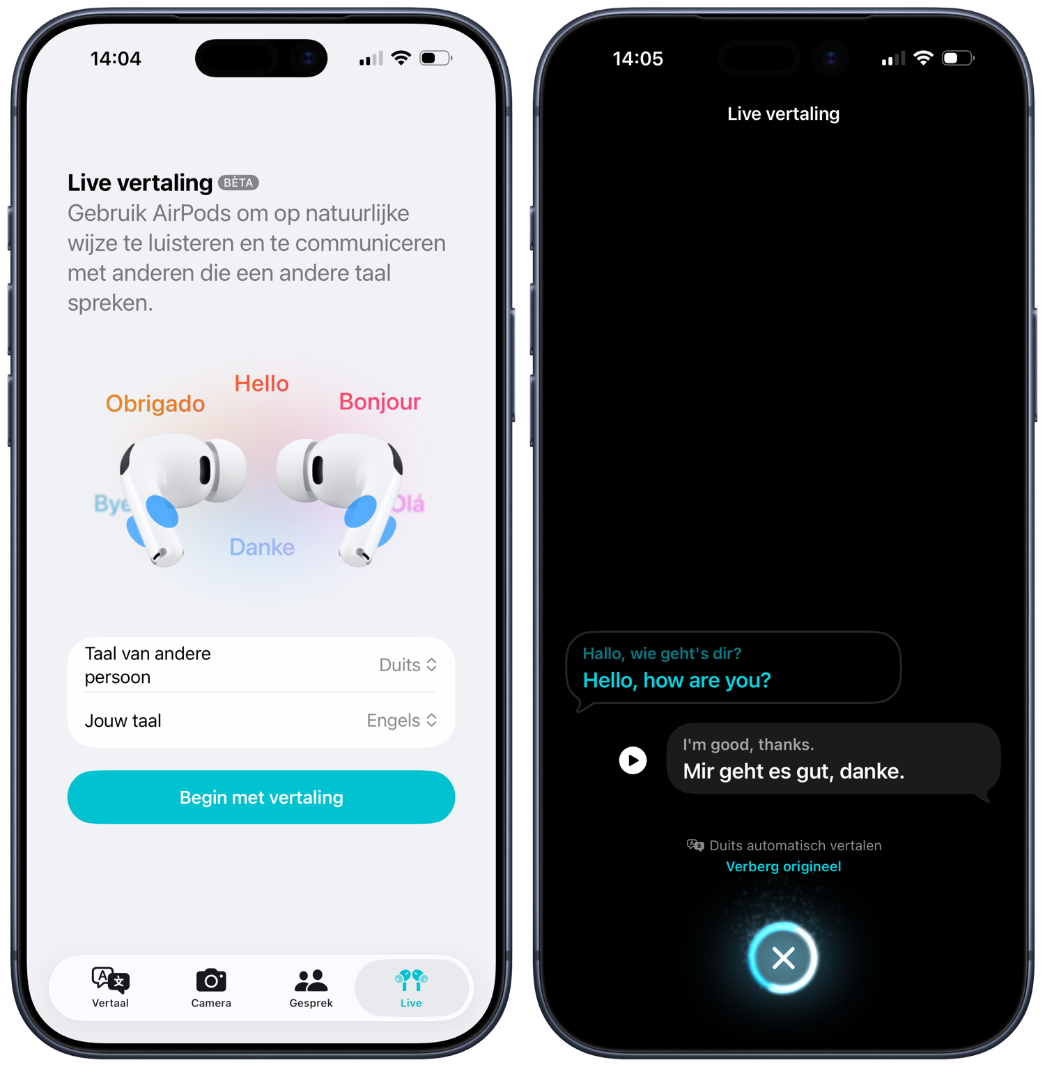 Live Vertalingen AirPods Pro