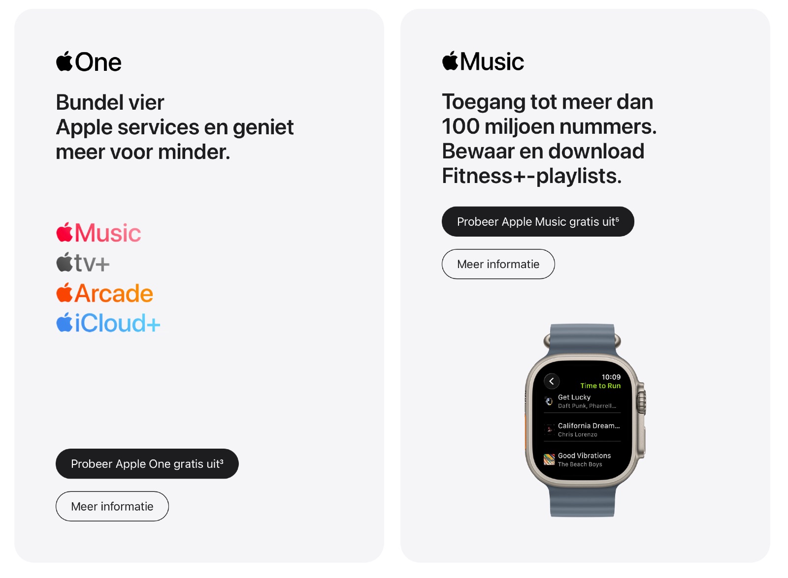 Apple Fitness+ pagina met Apple One vermelding