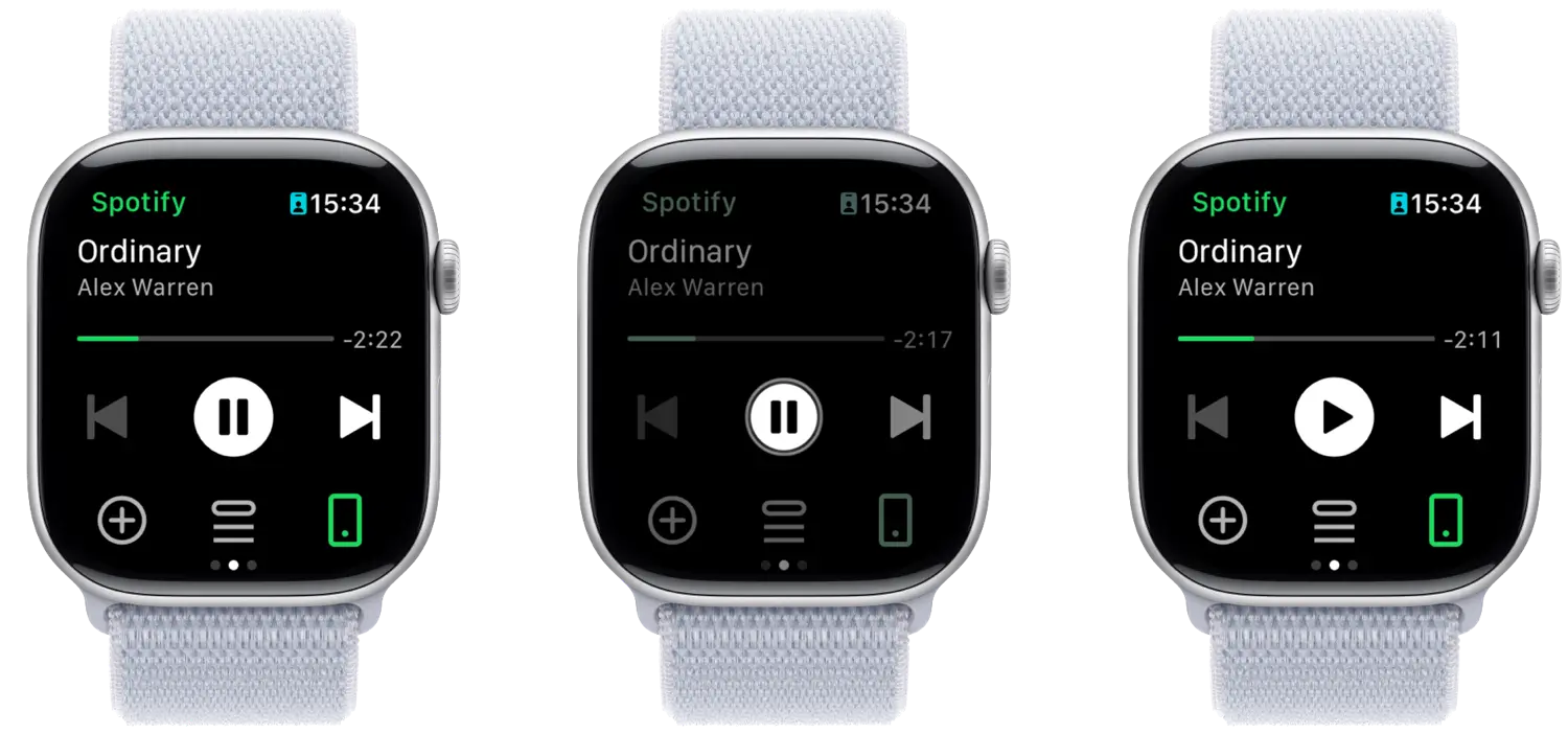 Spotify op Apple Watch met Tik dubbel