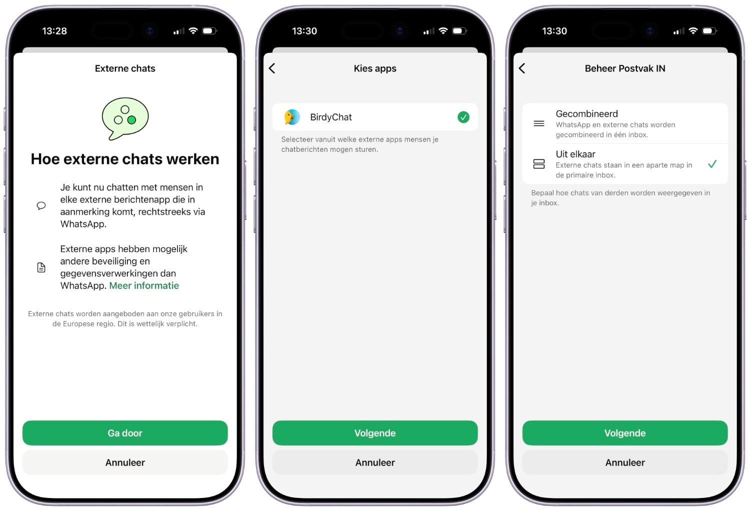 WhatsApp met externe chat