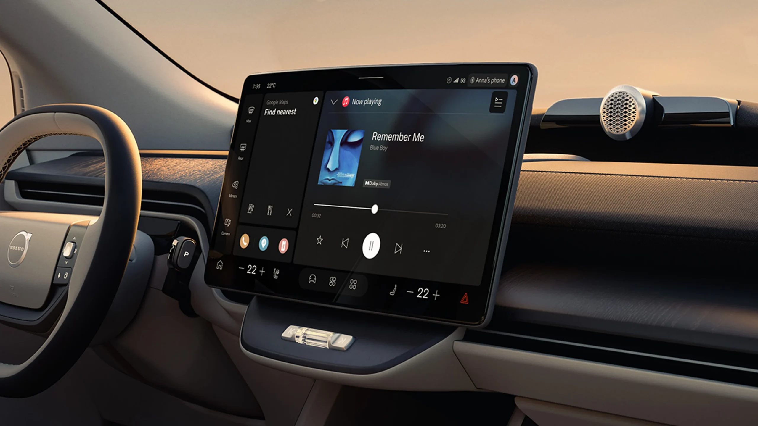 Volvo EX60 display met Apple Music Dolby Atmos