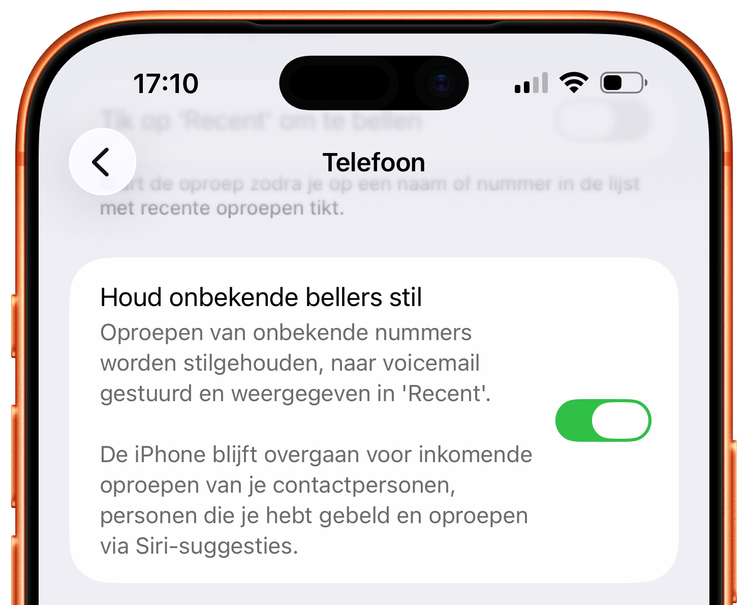 Onbekende beller weigeren