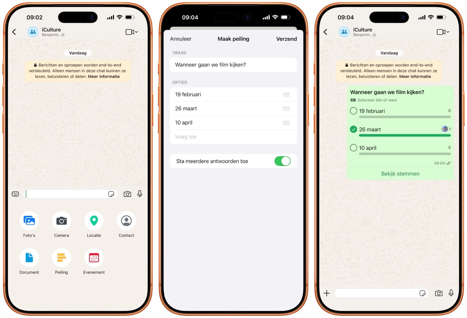 Peiling maken whatsapp