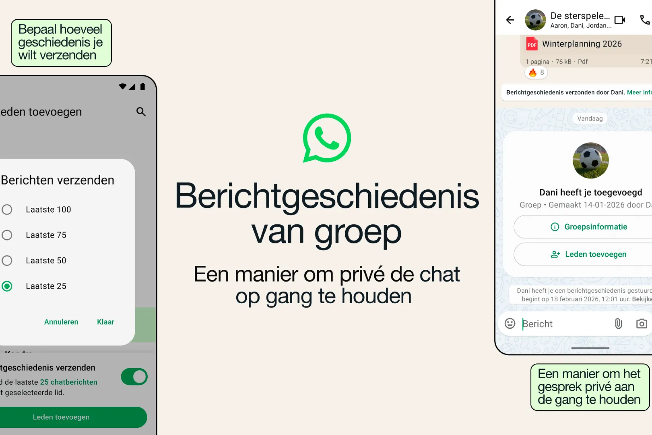 WhatsApp groepsgesprekgeschiedenis delen met nieuwe leden