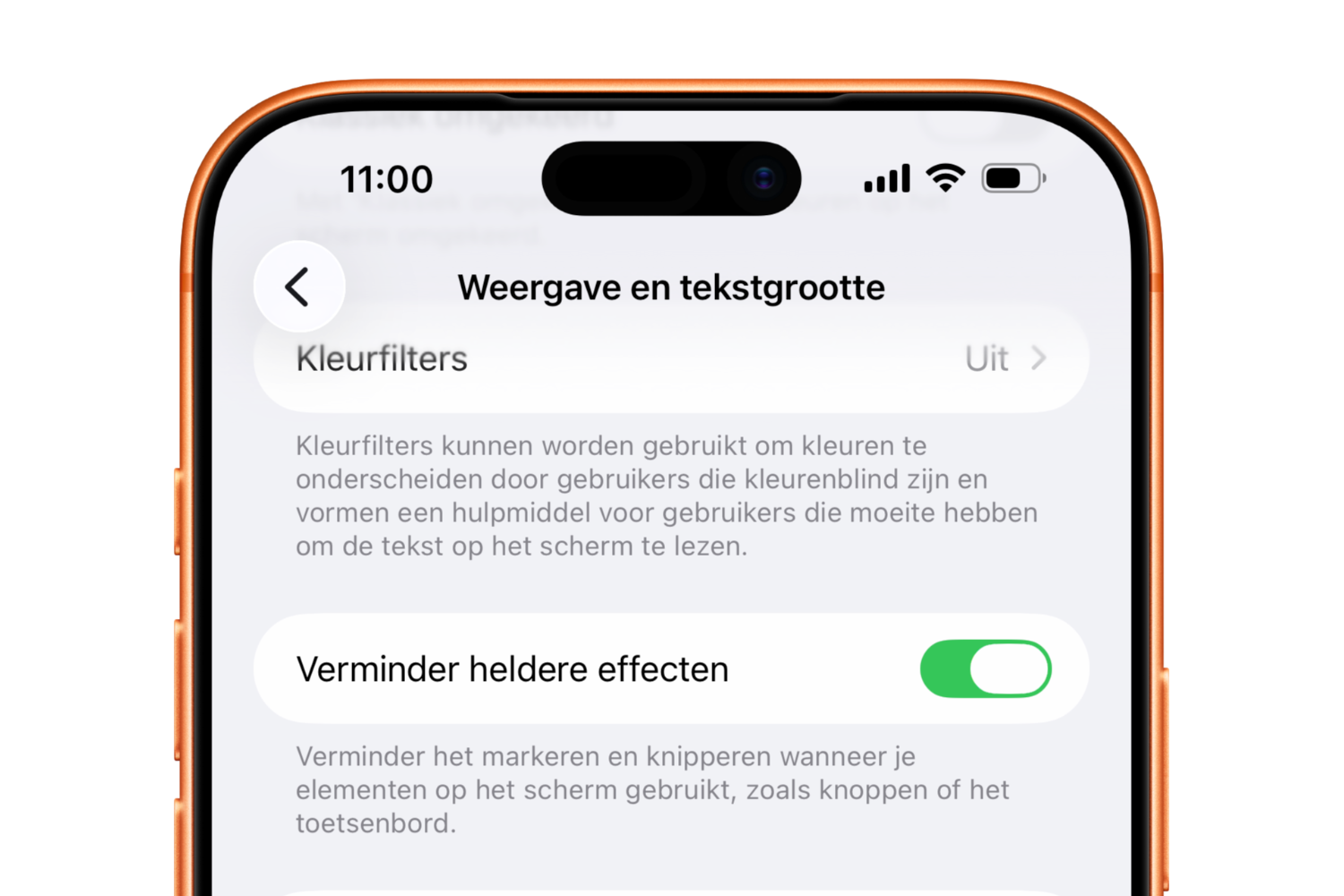 Verminder heldere effecten