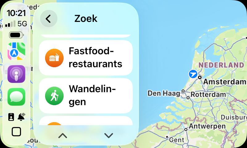 Locaties zoeken met Apple Kaarten in CarPlay
